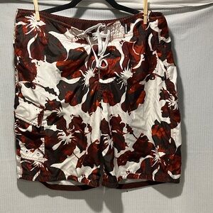 Mossimo Supply Co. Brown and White Swim Shorts